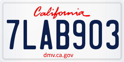 CA license plate 7LAB903