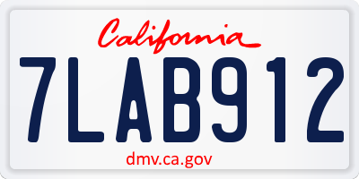 CA license plate 7LAB912