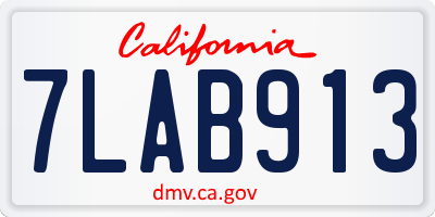 CA license plate 7LAB913