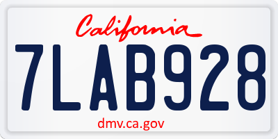 CA license plate 7LAB928