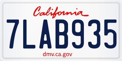 CA license plate 7LAB935