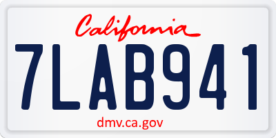 CA license plate 7LAB941