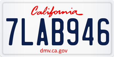 CA license plate 7LAB946