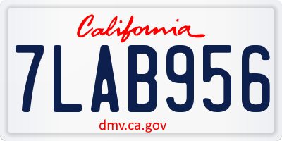 CA license plate 7LAB956