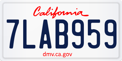 CA license plate 7LAB959