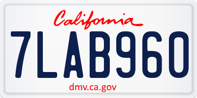 CA license plate 7LAB960