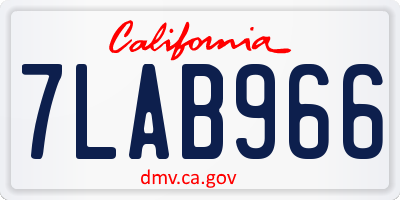 CA license plate 7LAB966