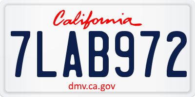 CA license plate 7LAB972