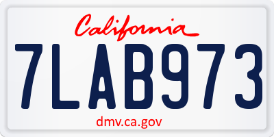CA license plate 7LAB973