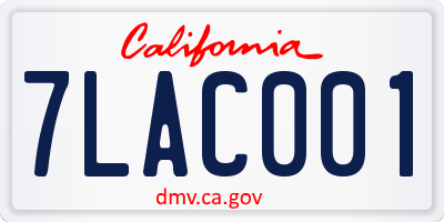 CA license plate 7LAC001
