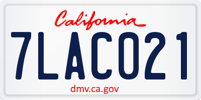 CA license plate 7LAC021