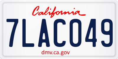 CA license plate 7LAC049