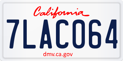 CA license plate 7LAC064