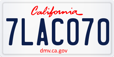 CA license plate 7LAC070