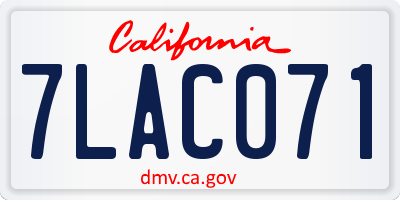 CA license plate 7LAC071