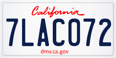 CA license plate 7LAC072