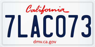 CA license plate 7LAC073