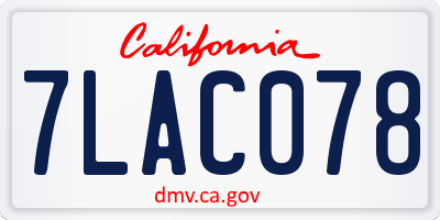 CA license plate 7LAC078