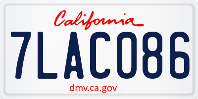 CA license plate 7LAC086