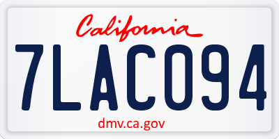 CA license plate 7LAC094