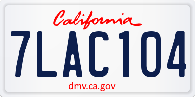 CA license plate 7LAC104