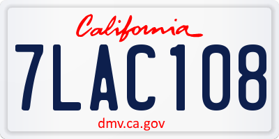 CA license plate 7LAC108