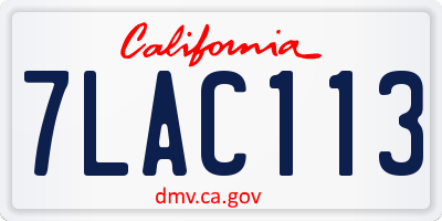 CA license plate 7LAC113