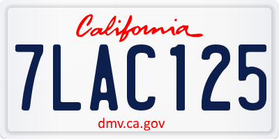 CA license plate 7LAC125