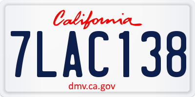 CA license plate 7LAC138