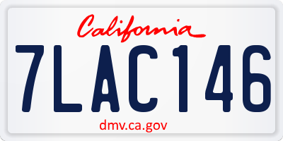 CA license plate 7LAC146