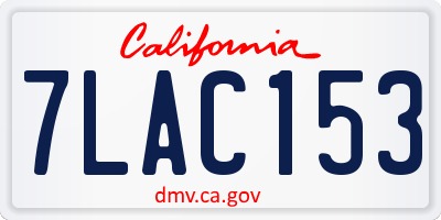 CA license plate 7LAC153