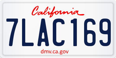 CA license plate 7LAC169