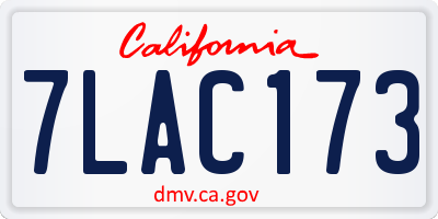 CA license plate 7LAC173