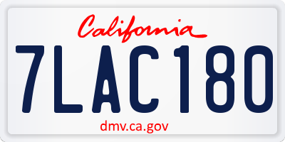 CA license plate 7LAC180