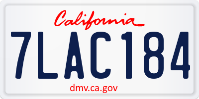 CA license plate 7LAC184