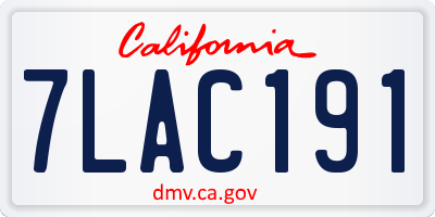 CA license plate 7LAC191