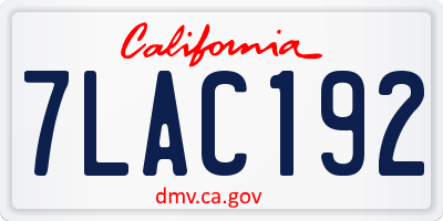CA license plate 7LAC192