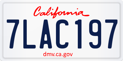CA license plate 7LAC197