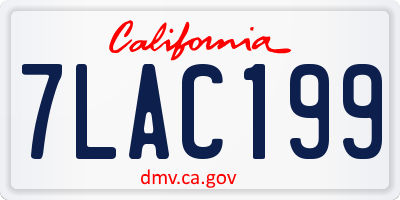 CA license plate 7LAC199
