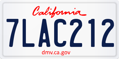 CA license plate 7LAC212