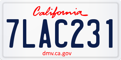 CA license plate 7LAC231