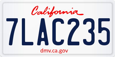 CA license plate 7LAC235