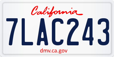 CA license plate 7LAC243