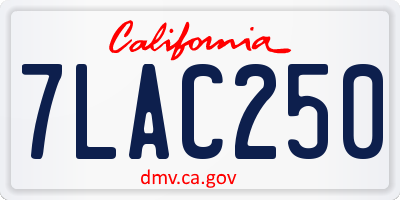CA license plate 7LAC250