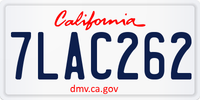 CA license plate 7LAC262