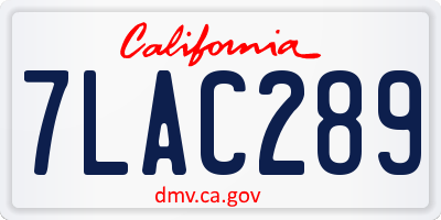 CA license plate 7LAC289