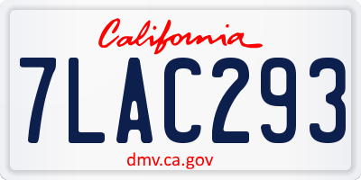 CA license plate 7LAC293