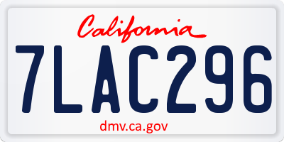 CA license plate 7LAC296