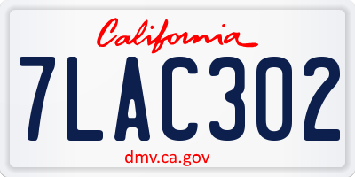 CA license plate 7LAC302