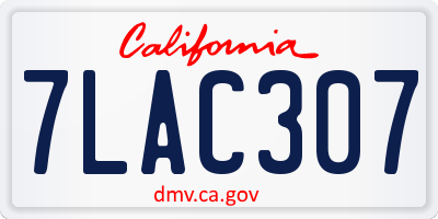 CA license plate 7LAC307